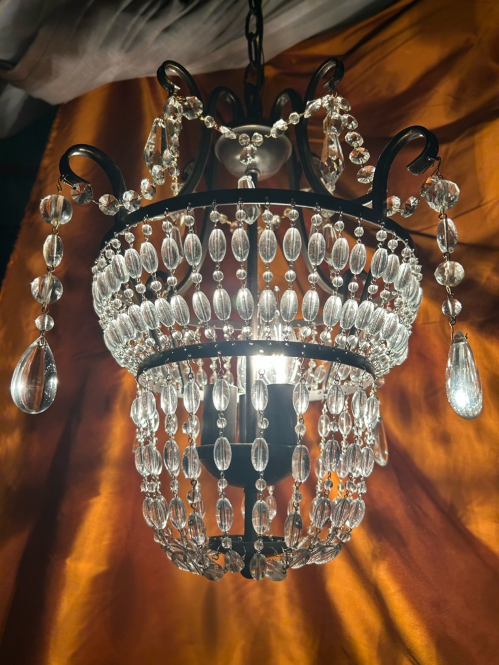 Crystal Beaded Chandelier Pendant Light - Clear/Black